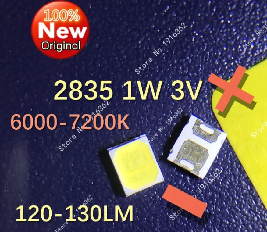 Светодиод 2835 1 Вт 120-130LM RA &gt80 светодиодная лампа SMD светодиод белый 6000-7200K 3 в 350 мА 2000
