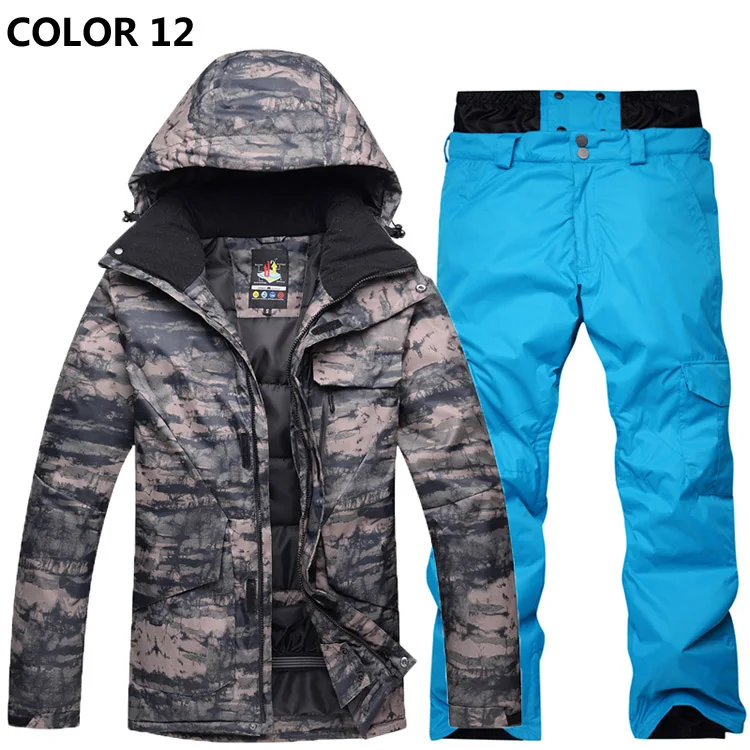Лыжный костюм, Мужская ветрозащитная Водонепроницаемая 10000 зимняя высококачественная лыжная куртка+ лыжные штаны для мужчин-30 градусов, теплая - Цвет: b5
