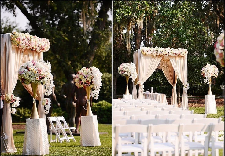 

Free Shipping 3M*3M*3M Champagne square canopy drape with stainless steel pipe wedding props outdoor wedding supply