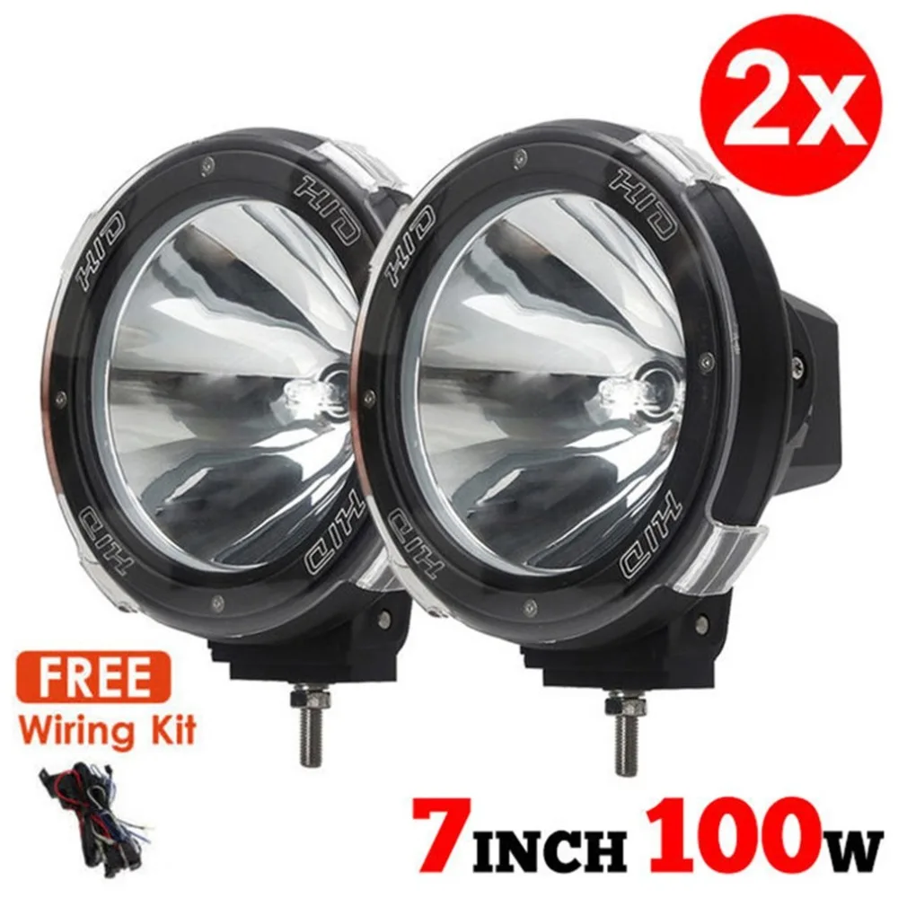 

2Pcs 7" inch 12V 100W HID Driving Lights XENON Spotlights for Offroad Hunting Fishing Camping Work Spot Lights