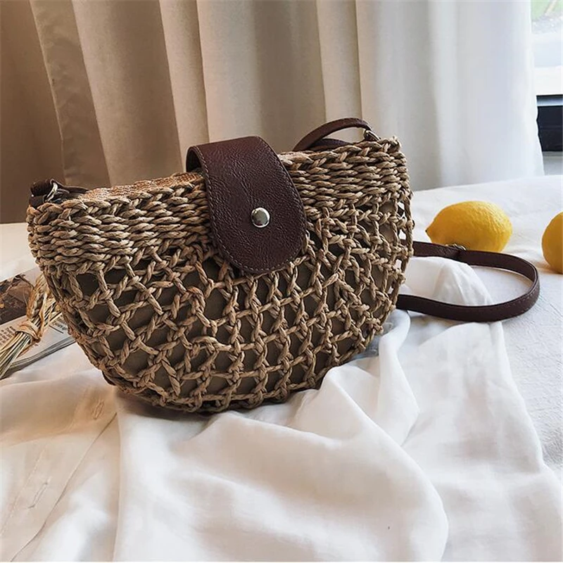 جديد الصيف الروطان أكياس النساء السرج القش حقيبة كتف اليدوية Crossbody حقيبة سيدة حقائب المنسوجة بوهيميا مخلب 2019