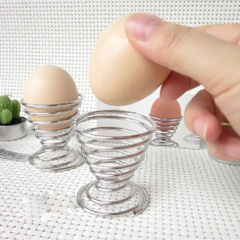 Hot Sale 1 pcs Egg Rack Fruit Storage Rack Stainless Steel Eggs Spring Supporting Practical