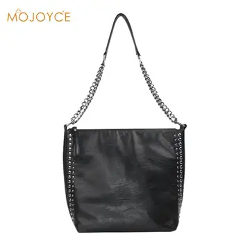 

Retro Large Capacity Tote Bag Women Fashion Chain Rivet Shoulder Bags Women Leather Crossbody Bag Solid Color Bag Bead