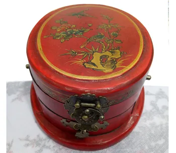 

collected in China wedding jewelry box cosmetic box wooden flower and bird pattern box