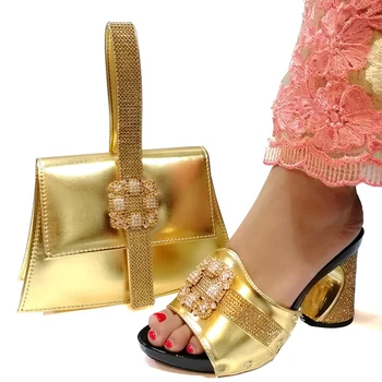 

G Color Italian Shoe with Matching Bags High Quality African Shoe and Bag Set for Party In Women Nigerian Shoes and Bag Set