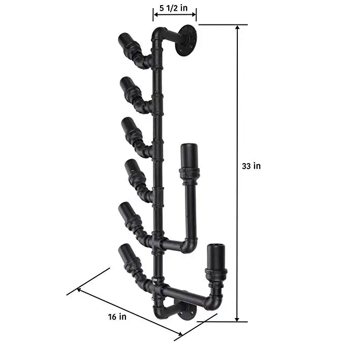 Промышленный винный стеллаж, настенный держатель для 8 бутылок, железная труба, стимпанк дизайн, кухонные держатели для хранения вина