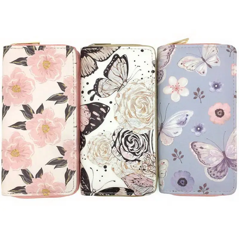

KANDRA 2019 Summer Butterfly Print Women Long Wallets PU Leather Flower Wallets Credit Card Holder Phone Bags Dropshipping