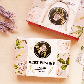 

6pcs wedding birthday Party blessing gift boxes and gift Packing handle Paper bag For cookies mousse dessert candy cake box