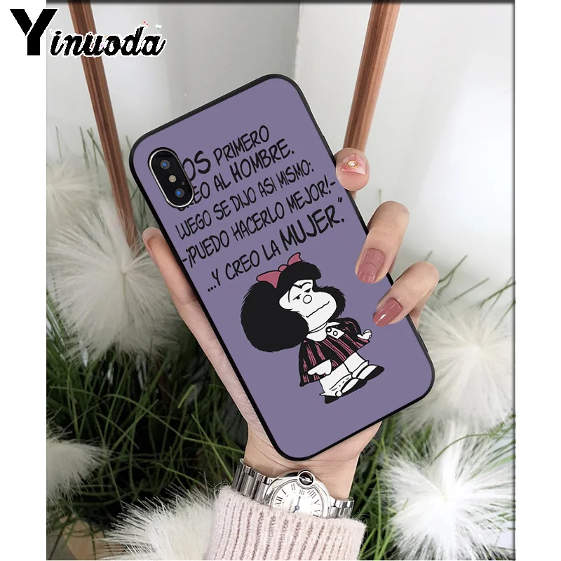 Yinuoda Argentina Quino Mafalda Girl TPU мягкие Аксессуары для телефонов Чехол для iPhone 5 5Sx 6 7 7plus 8 8Plus X XS MAX XR