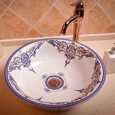 Colour Decal Art Local Tyrants Gold Fashion Luxury Bathroom Ceramic Colour Decal Art Local Tyrants Gold Fashion Luxury Bathroom Ceramic Lavabo Su Washing Basin On Stage In Plastic Portable Basins From Home Garden