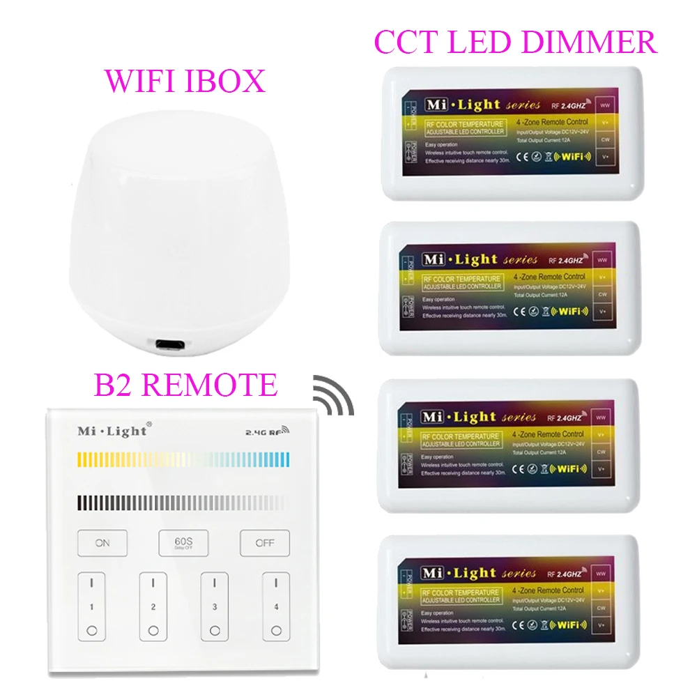 

Milight WIFI IBOX1 Led Controller 2.4G FUT035 CCT Led Dimmer DC12-24V B2 CCT Color Temperature Led Touch Panel Remote
