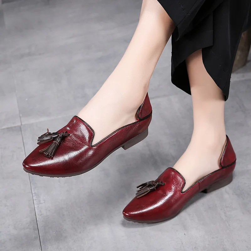 

GYKZ 2018 New Original Fashion Retro Female Single Shoe Head Layer Leather Soft Bottom Comfortable Four Seasons Shoes