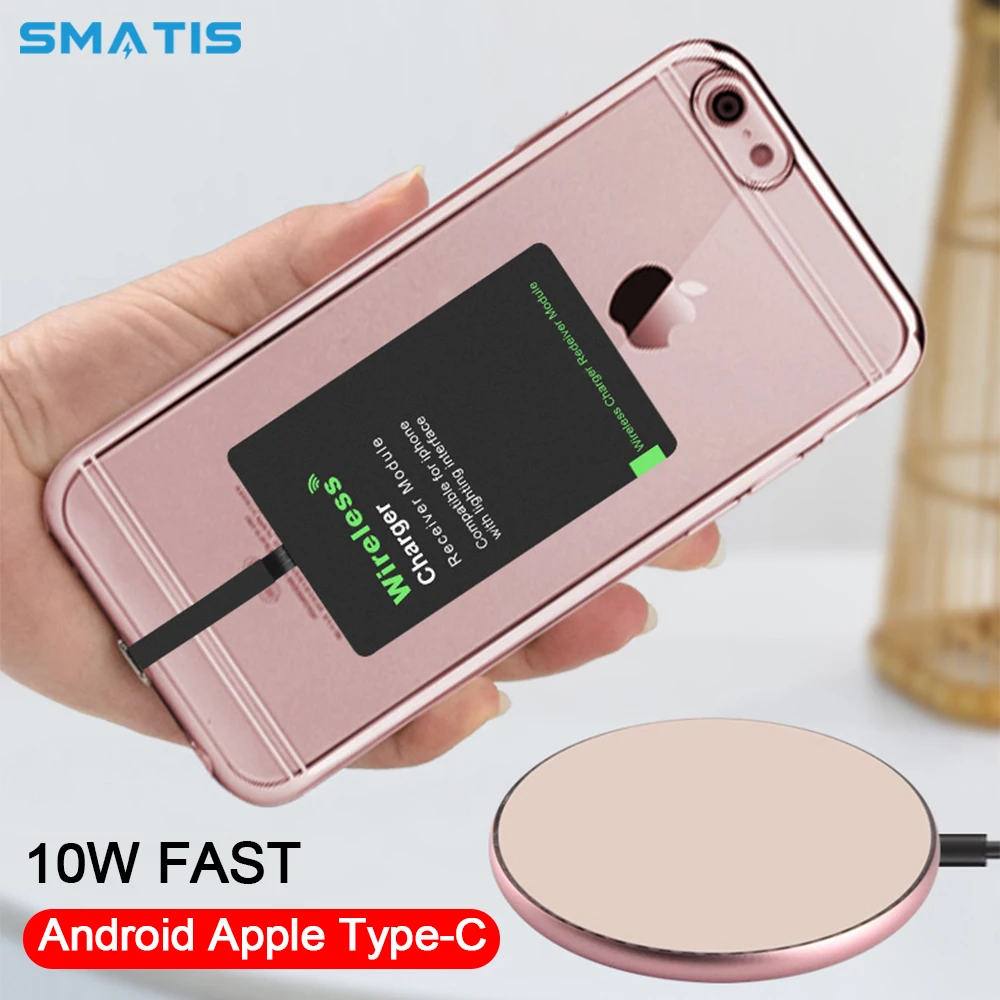 

Qi Wireless Charger Receiver 10W for iPhone 7 6 8 Fast Universal Charging Connector for Micro USB Type-C Samsung Xiaomi Huawei