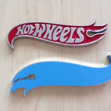 1 пара Хром и красный Hot Wheels пламя эмблема значок Hot Rod, Mustang, Camaro