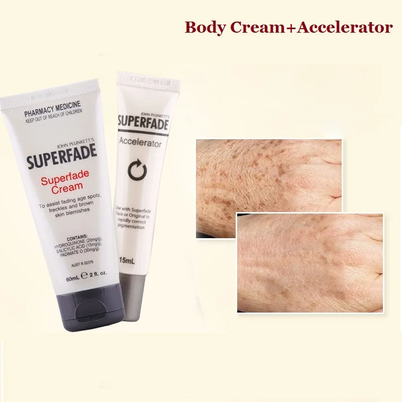

Australia Superfade Body Cream+Accelerator Hydroquinone Cream for Hand Foot Care Fading Age Spots Freckles Brown Skin Blemishes
