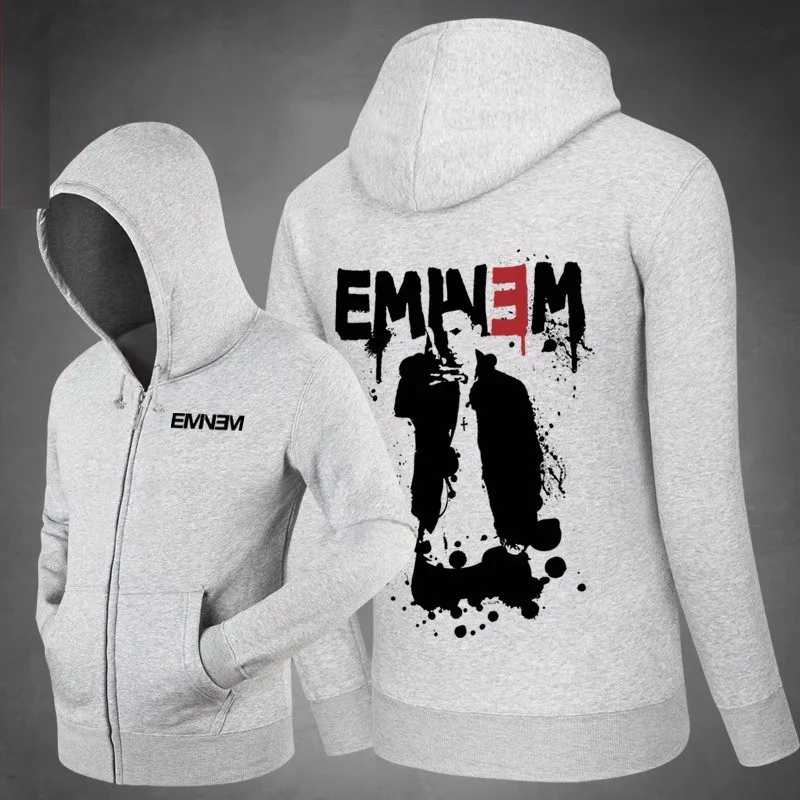 Горячая звезда Eminem толстовки с капюшоном с боковыми карманами, толстовки, верхняя одежда унисекс, хлопковое пальто на молнии