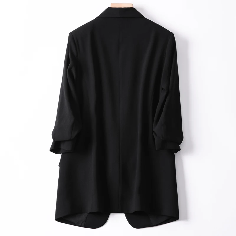 Shuchan Shawl Collar Woman Blazer 2019 3/4 Sleeve Summer Autumn Jacket Women Black Chaquetas Mujer Casual Solid  Office Lady