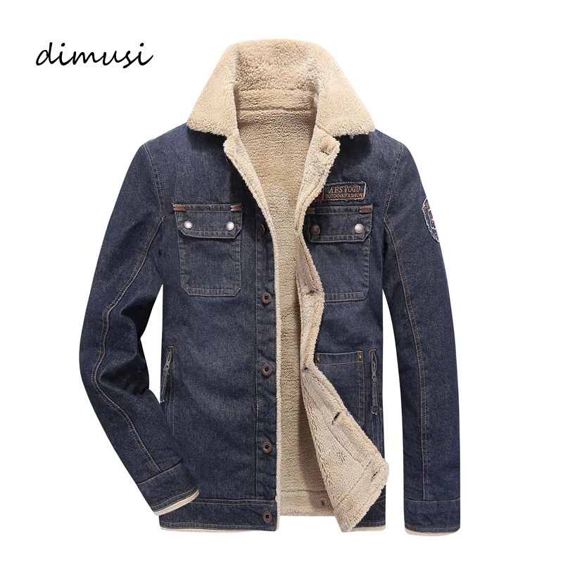Aliexpress.com : Buy DIMUSI Men’s Denim jacket Stand Fur Collar Male