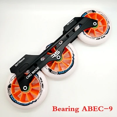 Скоростные коньки рама 3x110 мм с колесами ABEC-9 подшипником - Цвет: black frame n wheel