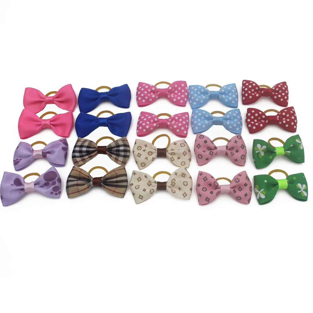 

20PCS/pack Assorted Pet Cat Dog Hair Bows with Rubber Bands Grooming Accessories Cute Pet Headwear for Small Dogs [OR07]