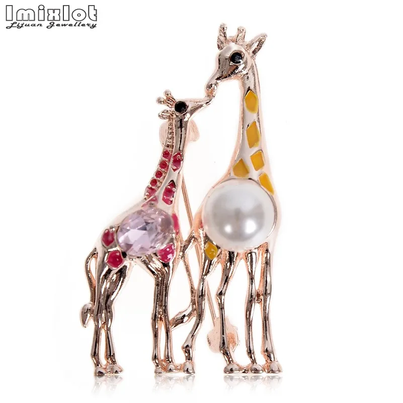 Брошь с жирафом для матери и ребенка, Заколки для женщин, эмалированное мультяшное украшение, мужской костюм, ювелирные украшения в подарок - Окраска металла: 2