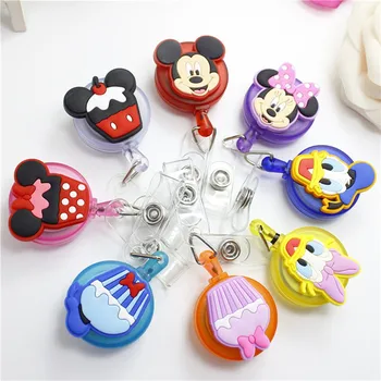 

New Design 1 Piece Quality Silicone Retractable Nurse Badge Reel Cartoon Mickey Daicy Cake Students ID Card Badge Holder