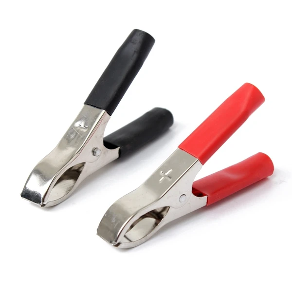 Durable 2Pcs Crocodile Car Caravan Van Battery Test Lead Clips 30A Red