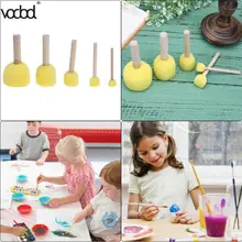 5 шт./компл. кисть-губка игрушки деревянная ручка печать губка кисти Дети Рисование Живопись граффити инструменты школьные принадлежности