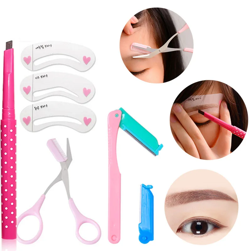 

Fashion Professional 5Colors Eyebrow Pencil Eyebrow Trimer Eyebrow Scissors Thrush Card Female Eyebrow Tools Kit