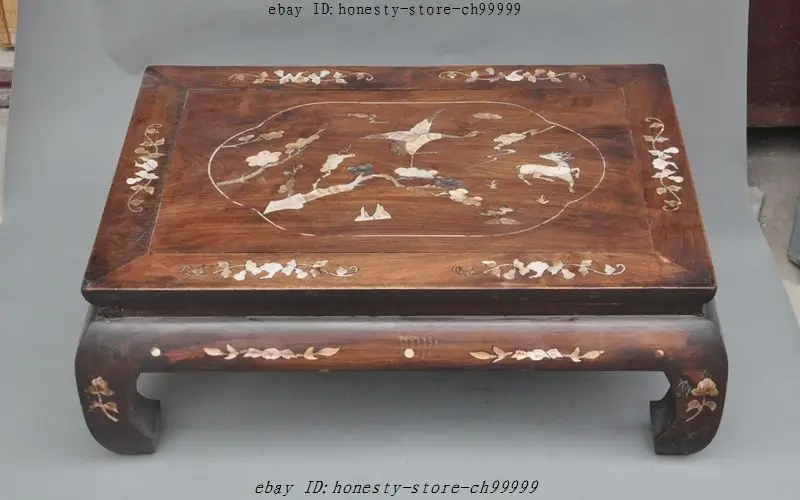 

Old China Rosewood Inlay Shell Crane Deer Dining table Dinner table coffee table