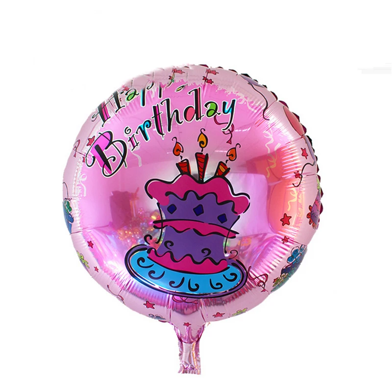 

New arrive 18 inch 50 PCS/lots Happy birthday balloon pink cake round balloons The celebration party decorations