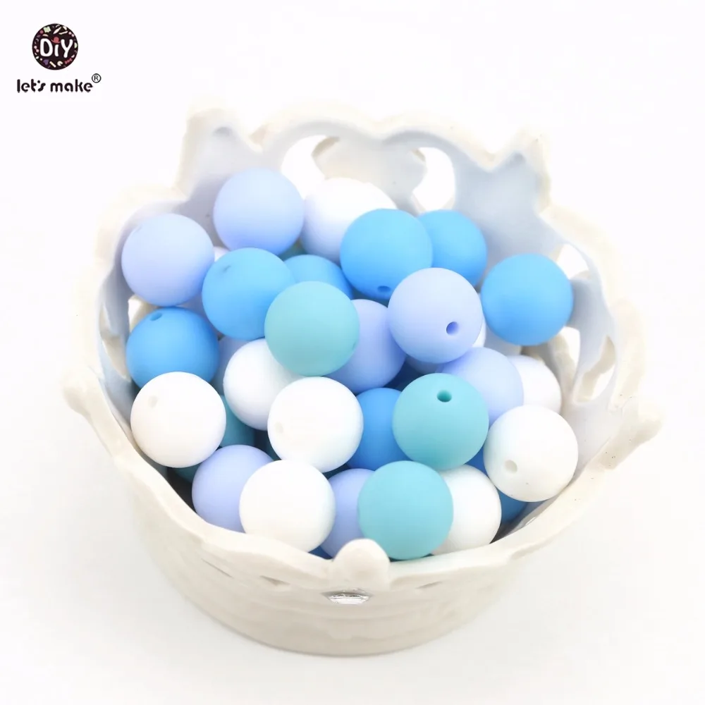 Silicon Teether Accessories Blue Series Silicone Bead Food Grade Jewelry Beads