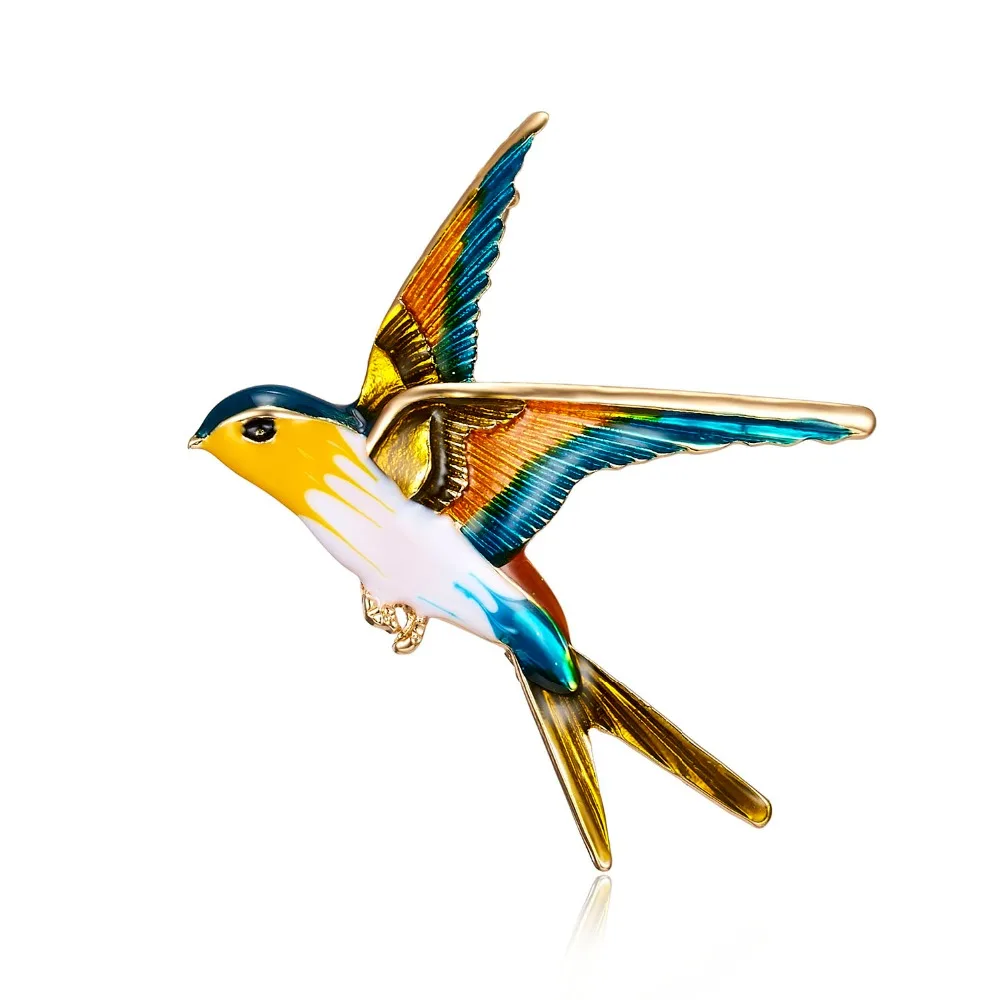 

Double Use Swallow Bird Shape Colorful Enamel Brooches Animal Pin For Women Kids Scarf Suit Lapel Pins Pendant Jewelry Gift