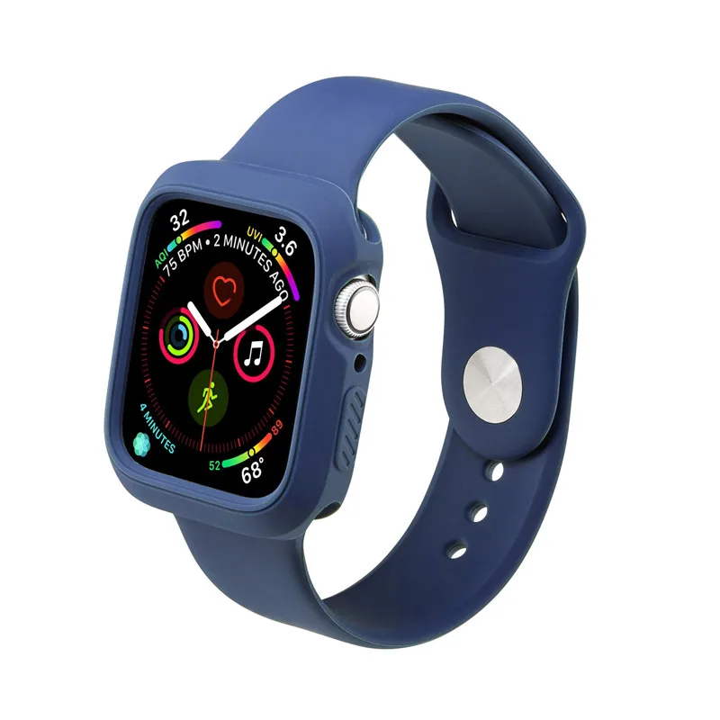 Спортивный ремешок для apple watch 4 44 мм 40 мм мягкий силиконовый браслет для apple watch iwatch series 3 2 1 38 мм 42 мм с мягким чехлом - Цвет ремешка: midnight blue