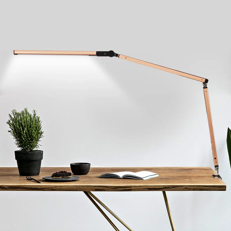 

Newest LED Dimmable Long Arm Desk lamp Foldable Ratation Eye Protection Bed Lamp Study RC Control Clip on Reading Table Lighting