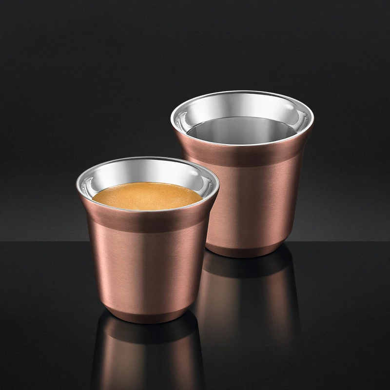 Beste 80 Ml 160 Ml Set Van 2, Espresso Mokken Double Wall Rvs Espresso Cups Set, geïsoleerde Koffie Mokken Jaren Duren Makkelijk Schoon