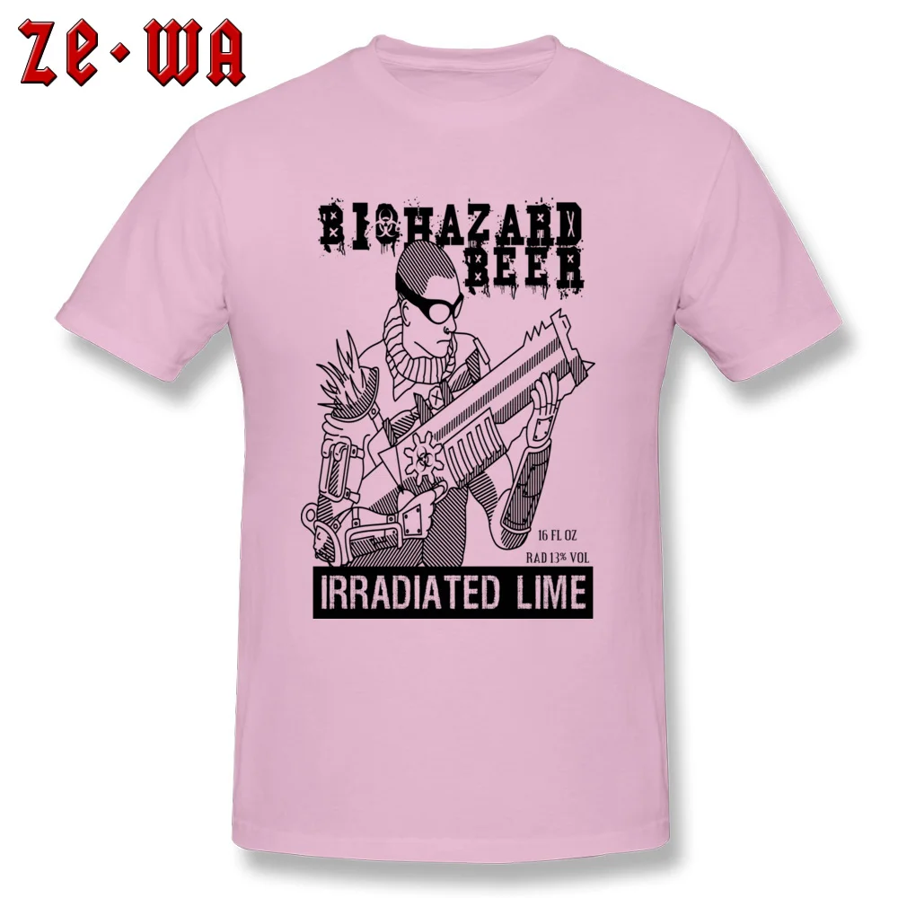 Biohazard Beer Top T-shirts Short Sleeve Leisure Dominant Men Summer/Fall Tops Shirts Leisure Tops Shirts Round Neck 100% Cotton Biohazard Beer pink