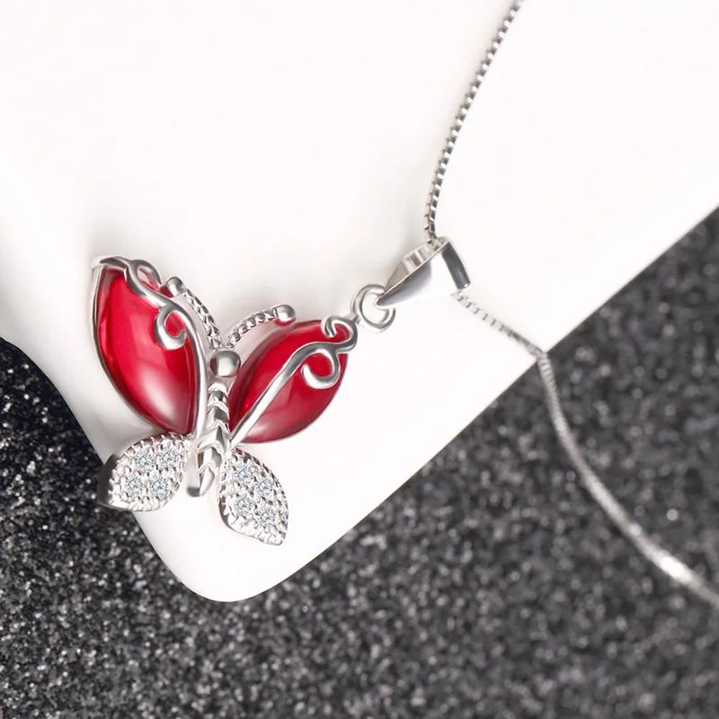 Butterfly Jewellry 925 Sterling Silver Crystals Butterfly Pendant Necklace for Women Engagement Fine Jewelry Choker