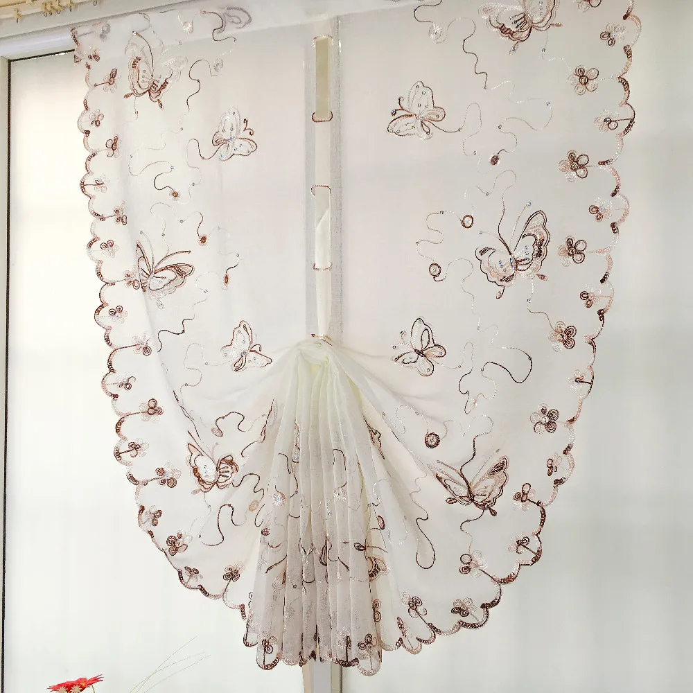 Buy white Cotton Linen tulle curtain butterfly Embroidered Pattern , Balloon