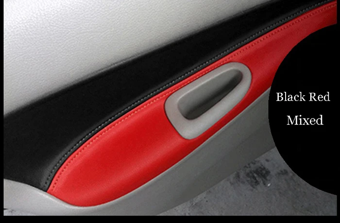 Srxtzm модификации красочные микрофибра кожа двери Панель подлокотника для peugeot 206 207 Citroen C2 4 шт./компл. автомобильные аксессуары - Название цвета: Black Red Mixed