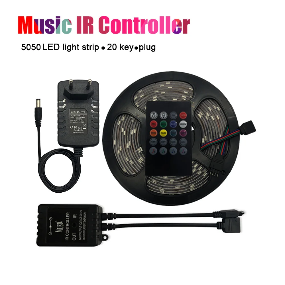 

LED Music IR Controller DC 12V 20 Keys IR Sound Sensor Remote Controllers 5050 RGB Waterproof LED Strip Light Mini Controller