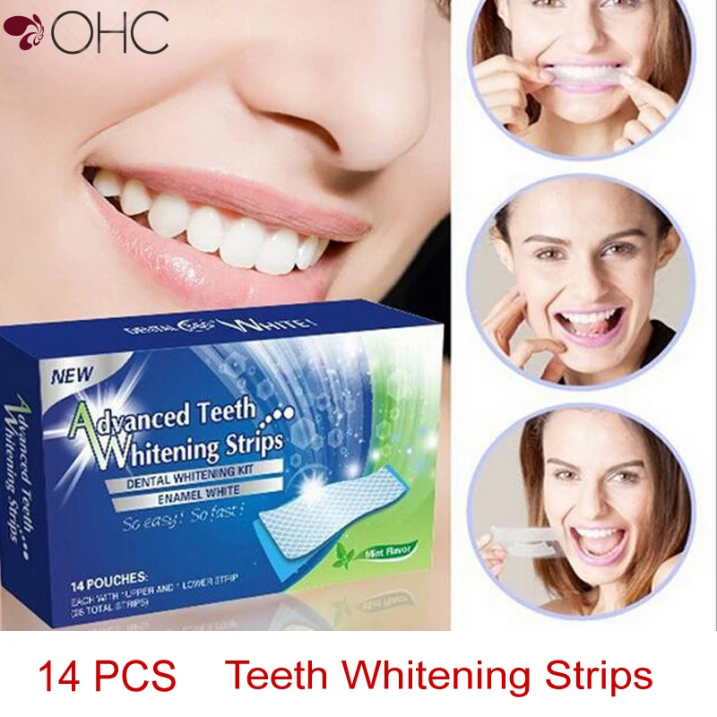 28 Pcs/14 Pair Teeth Whitening Peroxide Dental Care Gel Strips