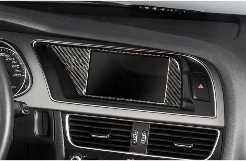 Car Styling For Audi A4 B8 A5 Carbon fiber Interior Navigation Panel Warning Lamp Frame Air conditioning Cover Sitcker RHD Right