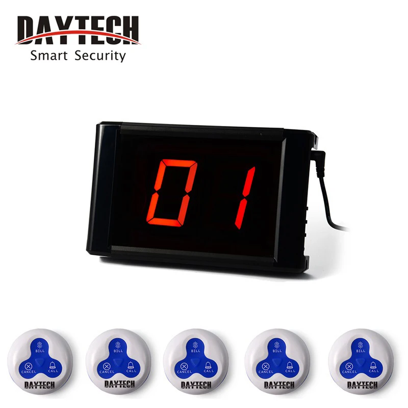 

DAYTECH Restaurant Calling System Waiter Service Call Buttons Pager System Call Buzzer 433MHZ LCD Panel Pagering System