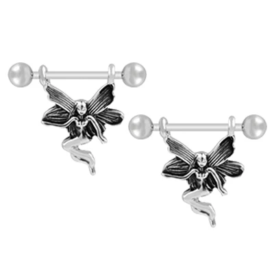 1 Pair Lucky Charms Angel Fairy Design 16g Nipple Ring Bar Shields Body Jewelry Piercing