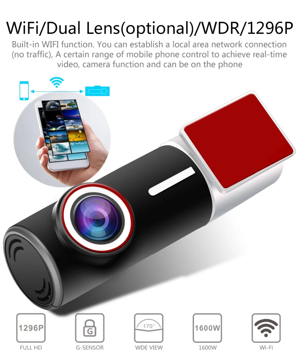 

Mini Car DVR Camera HD Video Car Camera For Driving Recording Car Detector WIFI USB/SD Motion Detection dash cam G-sensor
