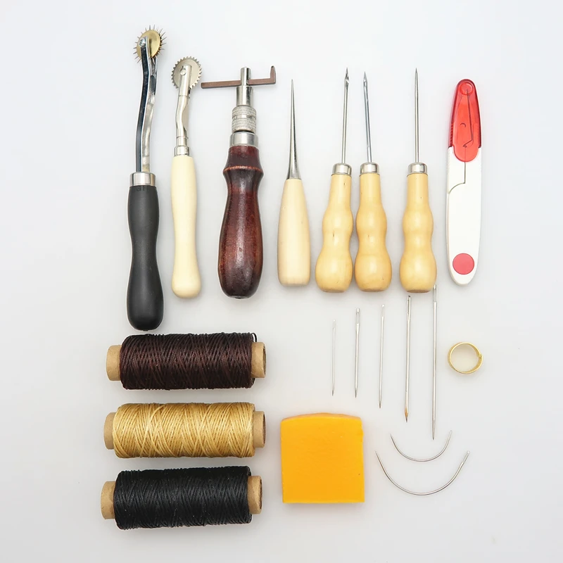 

New Professional Leather Craft Hand Tools Handmade Leather Tools Kit for Hand Stitching Sewing Stamping DIY Leather Tool Set