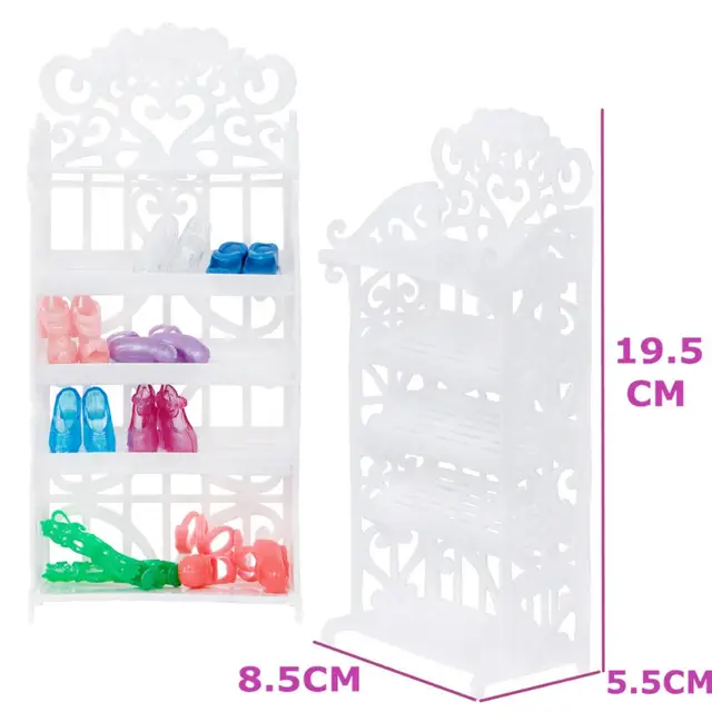 1 Set White Shoes Rack Plastic Shoe Cabinet Shelf Furniture Diy 1 Set White Shoes Rack Plastic Shoe Cabinet Shelf Furniture Diy Accessories For Barbie Doll Playhouse Baby Kids Gift Toy