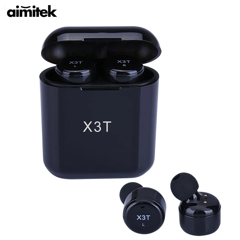

Aimitek X3T TWS Bluetooth Earphone Mini True Wireless Stereo Headset In-ear Eabud w/ Charger Box for Phones (Upgraded X2T X1T)