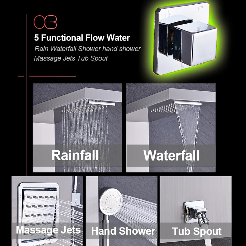 Душевая панель Quyanre RU насадка Водопад 5 насадок массажные насадки набор|faucet set|shower